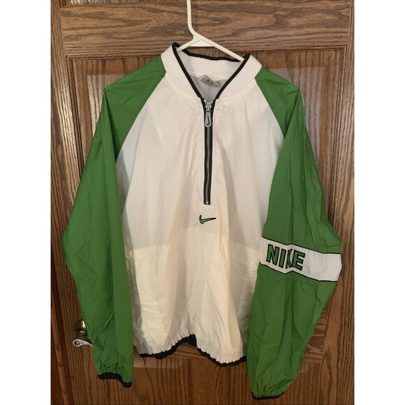 Nike Jackets & Blazers - Vintage Nike Center Swoosh Windbreaker Jacket M Lime Green White Y2K